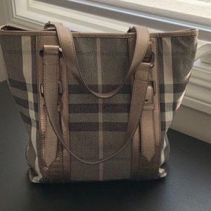 Burberry canvas leather tote bag